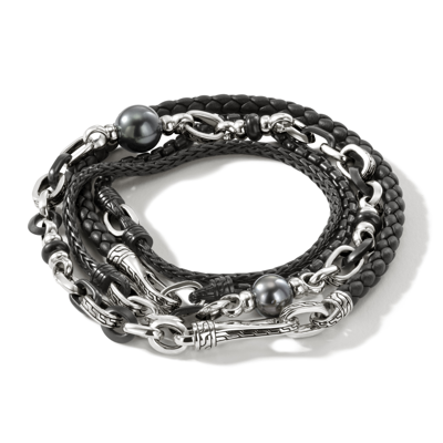 John Hardy Black Pearl Transformable Bracelet In Silver