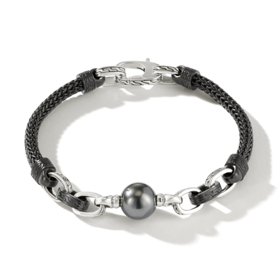 John Hardy Black Pearl Station Bracelet In Silver