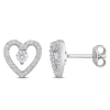 Amour 1/3 Ct Tgw White Topaz And 1/5 Ct Tdw Diamond Open Heart Stud Earrings In Sterling Silver In White