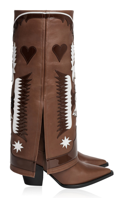 Filles À Papa Women's Texas Leather & Patent Leather Knee-high Boots In Brown