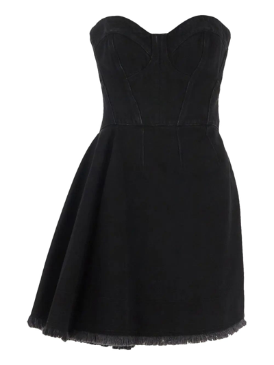 Alexander Mcqueen Sleevless Denim Minidress In Nero