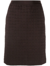 GIVENCHY BROWN KNEE-LENGTH SKIRT WITH 4G JACQUARD PATTERN