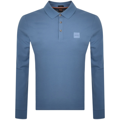 Boss Casual Boss Passerby Long Sleeved Polo T Shirt Blue