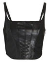 Jonathan Simkhai Standard Dune Stretch Vegan Leather Corset Top In Black