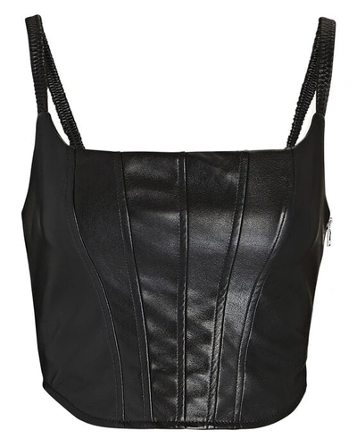 Jonathan Simkhai Standard Dune Stretch Vegan Leather Corset Top In Black