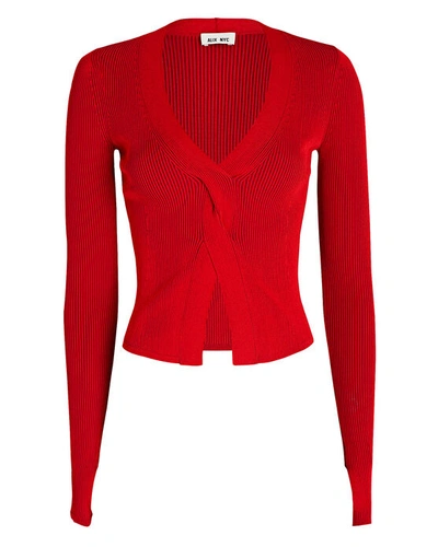 Alix Nyc Inez Twisted Rib Knit Top In Red