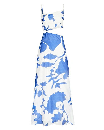 Sir The Label Vivi Asymmetric Cut-out Maxi Dress In Blue