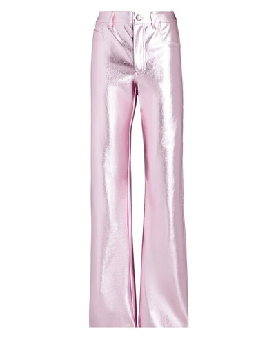 Alix Nyc Jay Metallic Vegan Leather Straight-leg Pants In Pink
