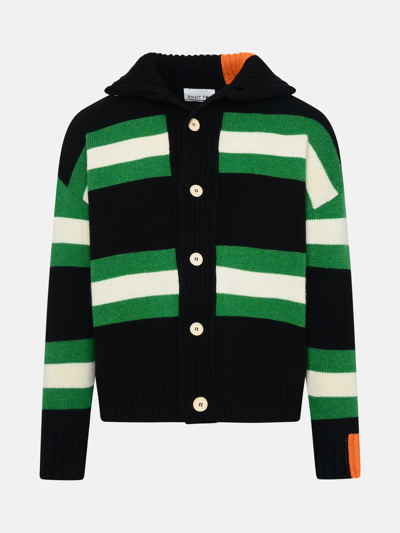 Right For Black And Green Wool Cardigan