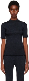 3.1 Phillip Lim Navy Marled T-shirt In Black-midnight Bl019