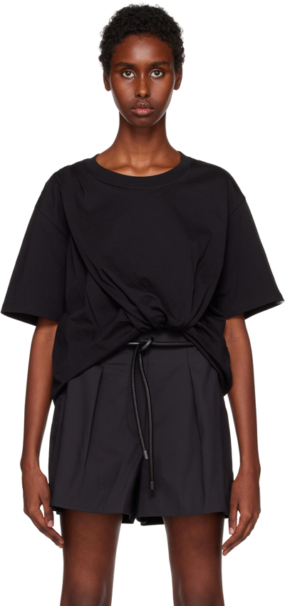 3.1 Phillip Lim Black Draped T-shirt In Black Ba001