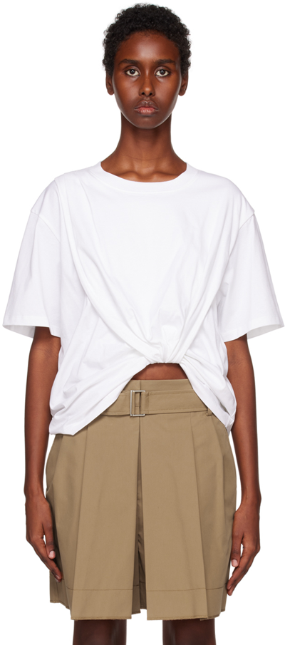 3.1 Phillip Lim / フィリップ リム Asymmetric Draped Cotton-jersey T-shirt In White