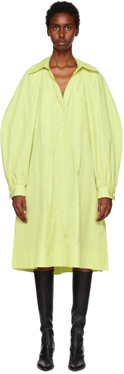 3.1 Phillip Lim Green Gathered Midi Dress In Limelight Li331