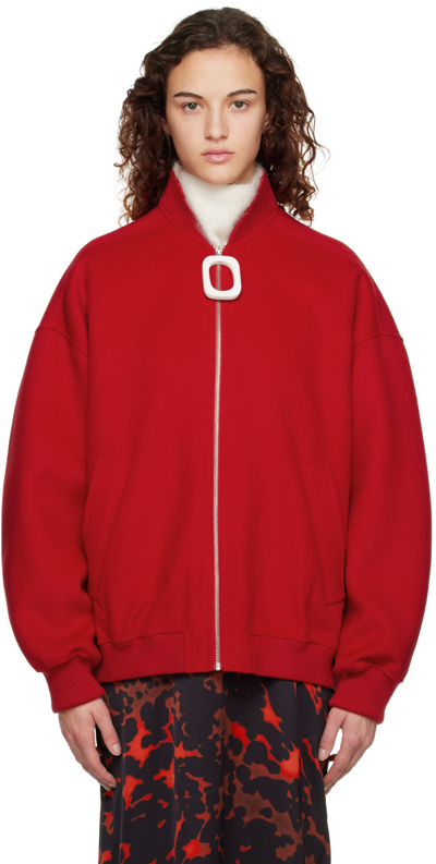 Jw Anderson Zip-front Wool Jacket In Red