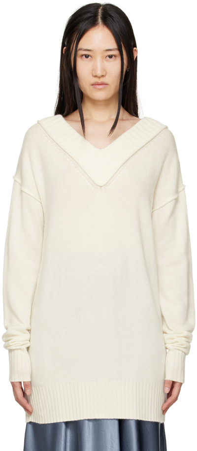 Sportmax White V-neck Sweater In 006 White
