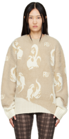 FENG CHEN WANG BEIGE CREWNECK SWEATER