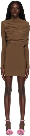 ALEKSANDRE AKHALKATSISHVILI SSENSE EXCLUSIVE TAN LAYERED MINIDRESS