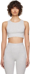 SKIMS GREY COTTON RIB SUPER CROP TANK TOP