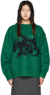 We11 Done Green & Black Jacquard Sweater In Green