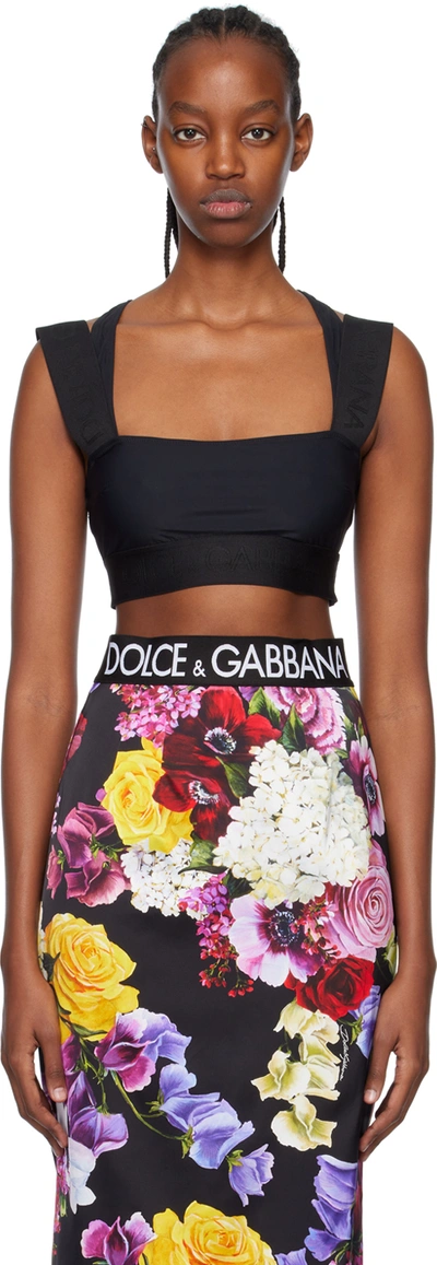 Dolce & Gabbana Black Square Bra In N0000 Black