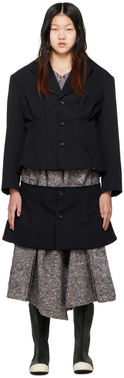 Comme Des Garçons Black Layered Coat In 1 Black/mix Grey