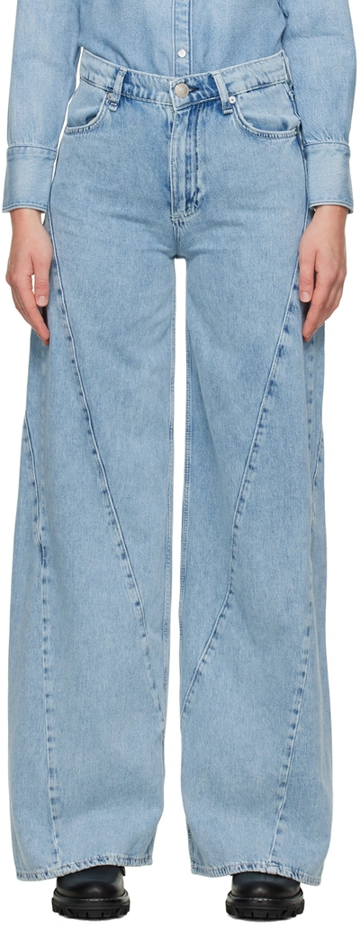 Rag & Bone Blue Sofie Splice Jeans In Light Denim