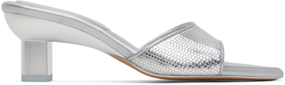 3.1 Phillip Lim / フィリップ リム Verona Metallic Kitten-heel Mule Sandals In Silver