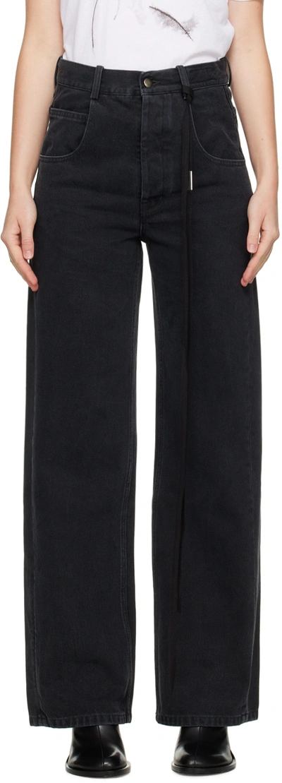 Ann Demeulemeester Comfort High Rise Cotton Denim Jeans In Grey