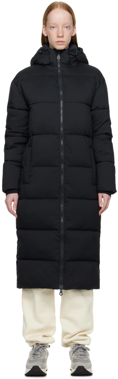 Girlfriend Collective Long Nylon Puffer Jacket In Black