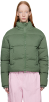 Girlfriend Collective Cropped Puffer Jacket In Thyme