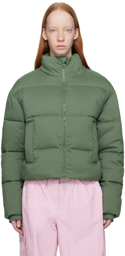 Girlfriend Collective Cropped Puffer Jacket In Green