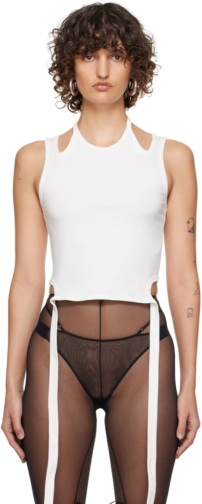 Dion Lee White Double Tie Tank Top In Ivory