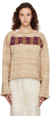 Vitelli Beige Cosmic Rainbow Sweater In Beige