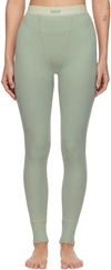 SKIMS GREEN COTTON RIB LEGGINGS