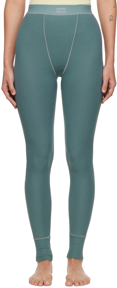 Skims Blue Cotton Leggings In Kyanite