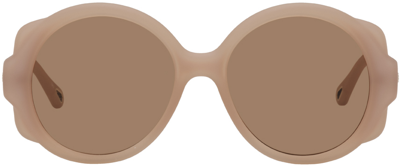 Chloé Mirtha Round Sunglasses In Nude/brown