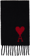 Ami Alexandre Mattiussi Ami De Caur Wool-blend Scarf In 001 Black