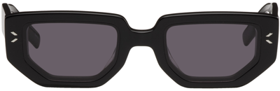Mcq By Alexander Mcqueen Black Rectangular Sunglasses In 001 Shiny Black