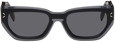 Mcq By Alexander Mcqueen Gray Rectangular Sunglasses In 001 Shiny Gray Black