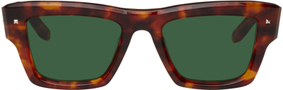 Valentino Rockstud Square-frame Sunglasses In Brown