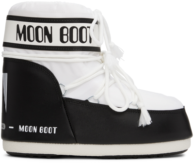 Moon Boot White & Black Icon Boots In 002 White