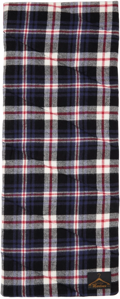 Martine Rose Navy Padded Scarf In Nyrk Navy/red Check