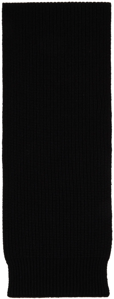 Ralph Lauren Purple Label Black Rib Knit Scarf In Classic Black