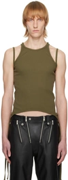 Dion Lee Ssense Exclusive Green Split Tie Tank Top In Moss