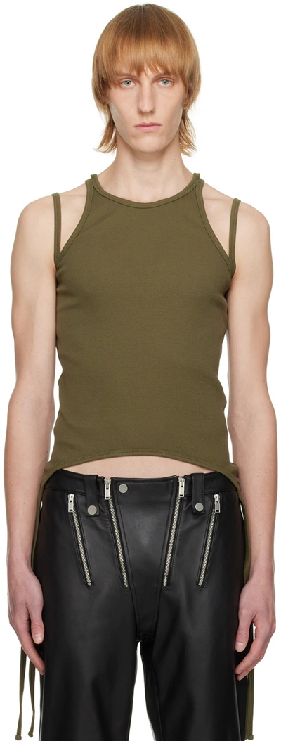 Dion Lee Ssense Exclusive Green Split Tie Tank Top In Moss