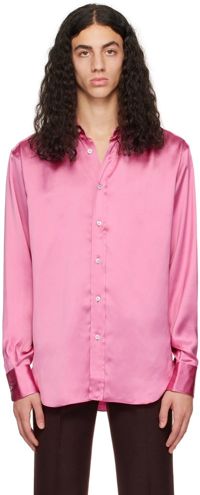 Tom Ford 查米尤斯绸缎流线型衬衫 In Pink