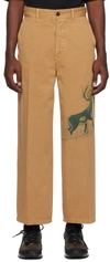 Incotex Red X Facetasm Camel Colour Trousers With Moose Print In 510 Camel