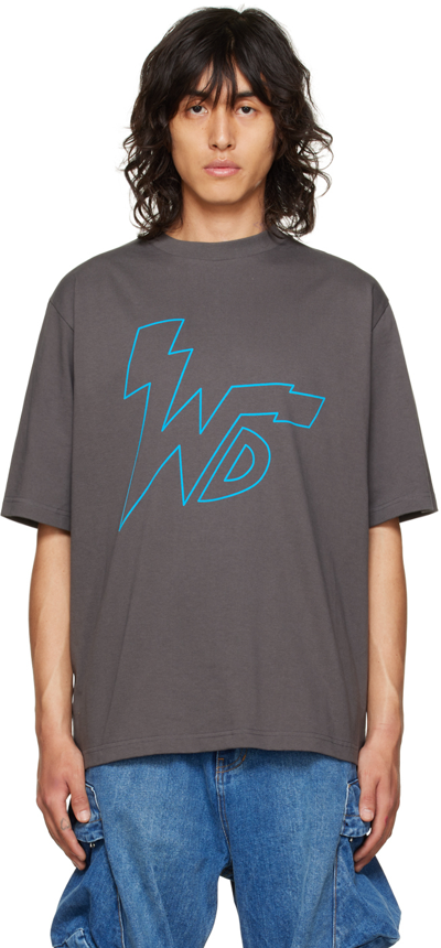 We11 Done Gray Thunder T-shirt In Charcoal