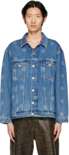 Martine Rose Indigo Extreme Shoulder Denim Jacket In Bwwr Blue Wash With