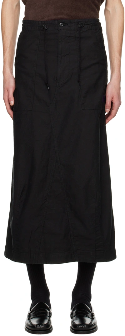 Needles Black String Fatigue Midi Skirt In 0099 C-black